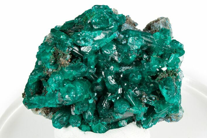 Dioptase Crystal Cluster w/ Plancheite & Quartz - Sanda, Congo #346119